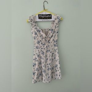 Reformation white and blue floral pattern dress